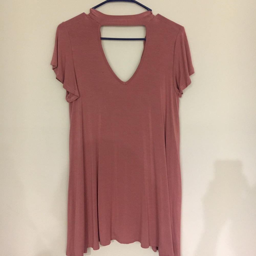 Pretty Pink Choker-Style Flowy Dress